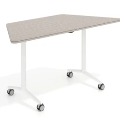 Mesa plegable pivot trapezoidal, estructura blanco, canto 30cm