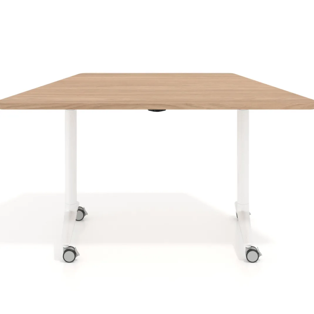 Mesa plegable pivot trapezoidal, estructura blanco, canto 30cm