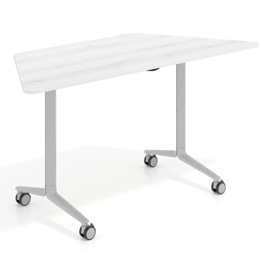 Mesa plegable pivot trapezoidal, estructura aluminio, canto 16cm