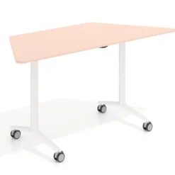 Mesa plegable pivot trapezoidal, estructura blanco, canto 16cm