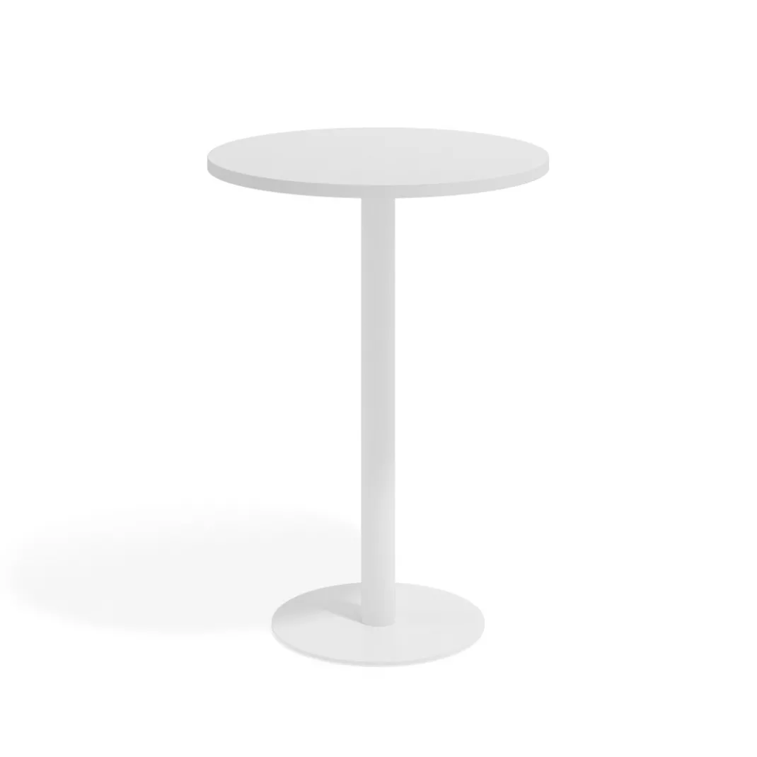 Mesa alta oficina Redonda Atrium, estructura blanca