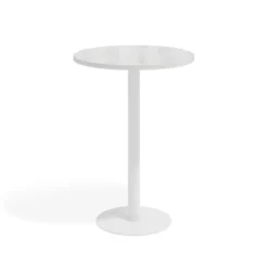 Mesa alta oficina Redonda Atrium, estructura blanca