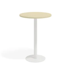 Mesa alta oficina Redonda Atrium, estructura blanca