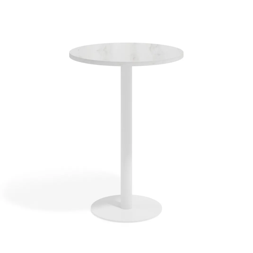 Mesa alta oficina Redonda Atrium, estructura blanca