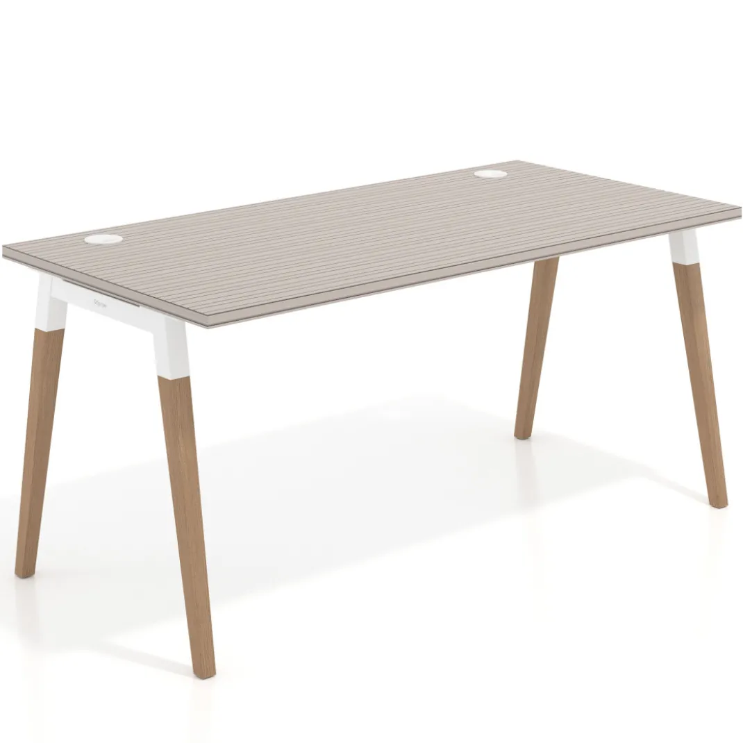Mesa de despacho Arki, patas de madera maciza, fondo 80cm