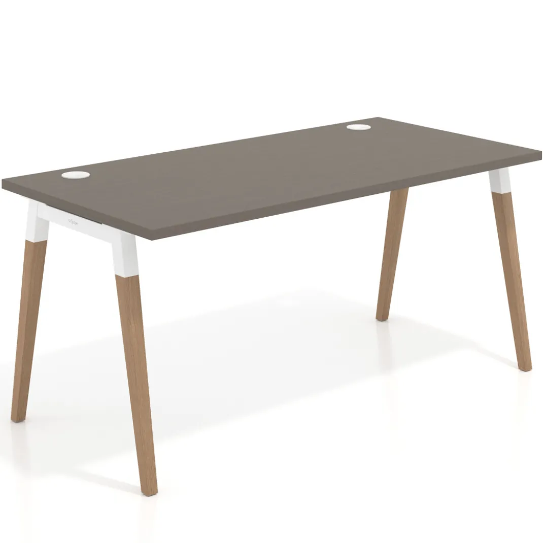 Mesa de despacho Arki, patas de madera maciza, fondo 80cm