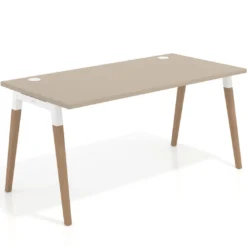Mesa de despacho Arki, patas de madera maciza, fondo 80cm
