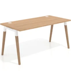 Mesa de despacho Arki, patas de madera maciza, fondo 80cm