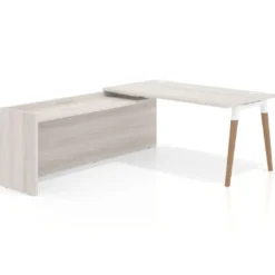 Mesa de despacho en L Arki fondo 80cm con ala WorkPlus estructura blanco