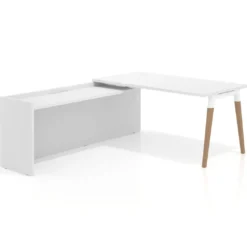 Mesa de despacho en L Arki fondo 80cm con ala WorkPlus estructura blanco