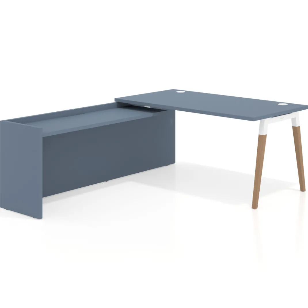 Mesa de despacho en L Arki fondo 80cm con ala WorkPlus estructura blanco