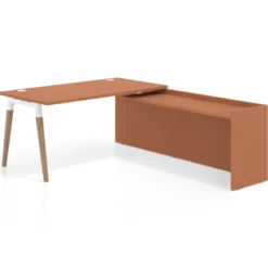 Mesa de despacho en L Arki fondo 80cm con ala WorkPlus estructura blanco