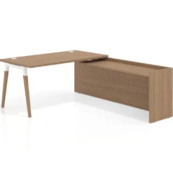 Mesa de despacho en L Arki fondo 80cm con ala WorkPlus estructura blanco