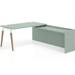 Mesa de despacho en L Arki fondo 80cm con ala WorkPlus estructura blanco