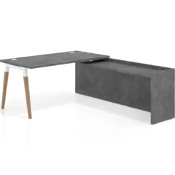 Mesa de despacho en L Arki fondo 80cm con ala WorkPlus estructura blanco