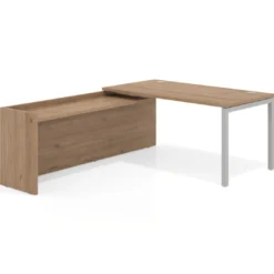 Mesa de despacho en L Kube fondo 80cm con ala WorkPlus estructura aluminio