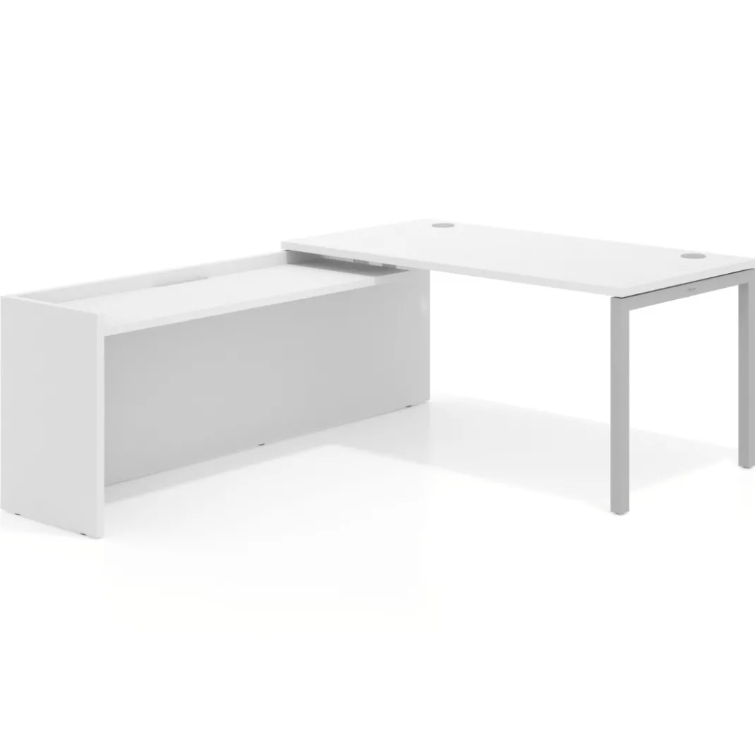 Mesa de despacho en L Kube fondo 80cm con ala WorkPlus estructura aluminio
