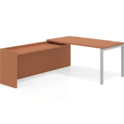 Mesa de despacho en L Kube fondo 80cm con ala WorkPlus estructura aluminio