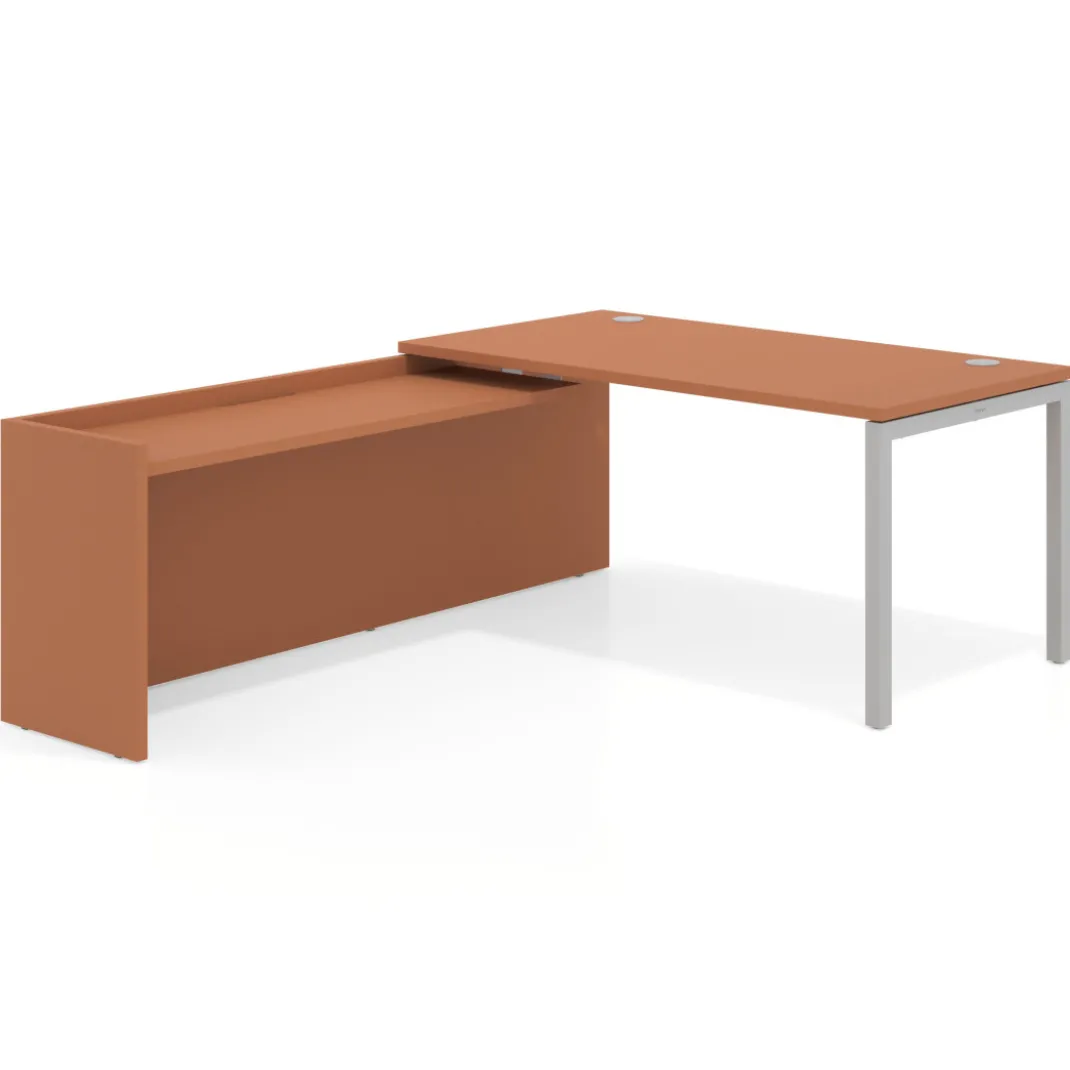 Mesa de despacho en L Kube fondo 80cm con ala WorkPlus estructura aluminio