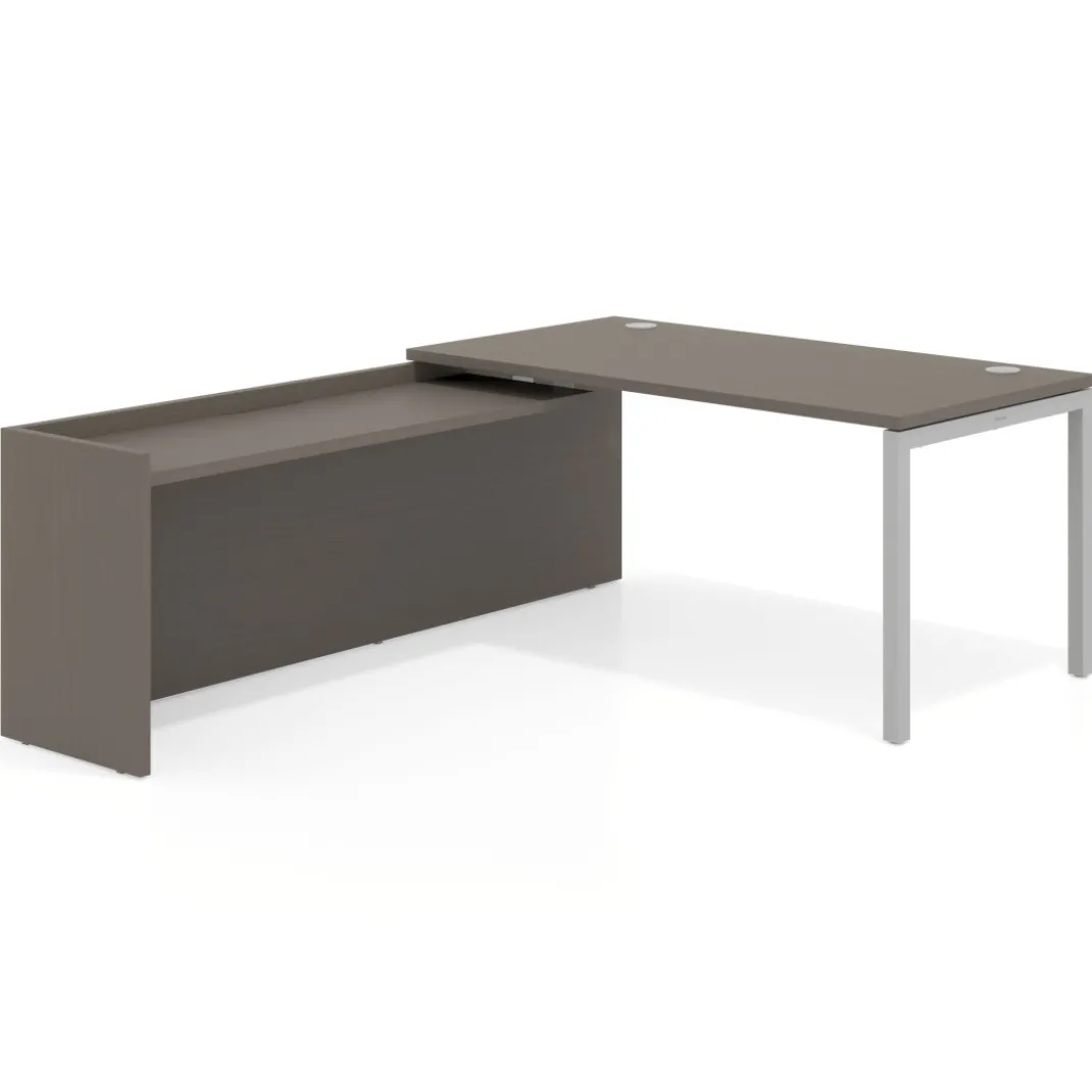 Mesa de despacho en L Kube fondo 80cm con ala WorkPlus estructura aluminio