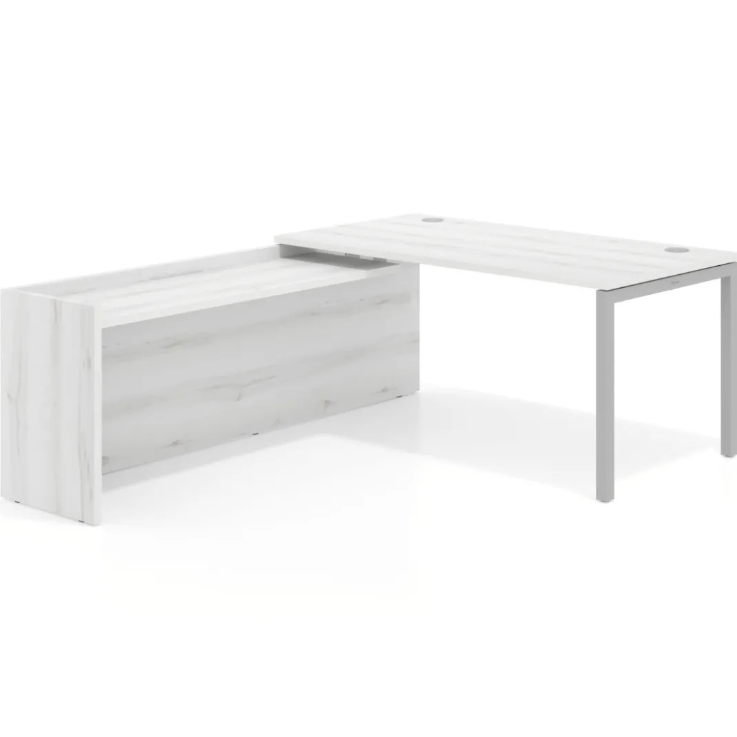 Mesa de despacho en L Kube fondo 80cm con ala WorkPlus estructura aluminio