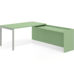 Mesa de despacho en L Kube fondo 80cm con ala WorkPlus estructura aluminio