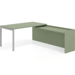 Mesa de despacho en L Kube fondo 80cm con ala WorkPlus estructura aluminio