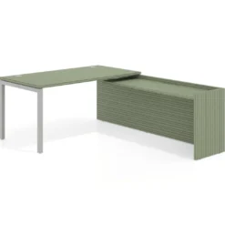 Mesa de despacho en L Kube fondo 80cm con ala WorkPlus estructura aluminio