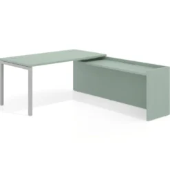 Mesa de despacho en L Kube fondo 80cm con ala WorkPlus estructura aluminio
