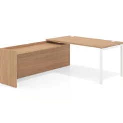 Mesa de despacho en L Kube fondo 80cm con ala WorkPlus estructura blanco