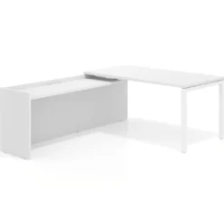 Mesa de despacho en L Kube fondo 80cm con ala WorkPlus estructura blanco