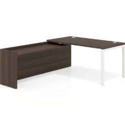 Mesa de despacho en L Kube fondo 80cm con ala WorkPlus estructura blanco