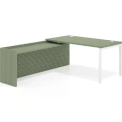 Mesa de despacho en L Kube fondo 80cm con ala WorkPlus estructura blanco