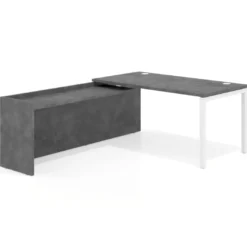 Mesa de despacho en L Kube fondo 80cm con ala WorkPlus estructura blanco