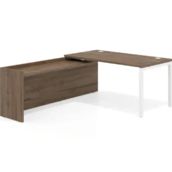Mesa de despacho en L Kube fondo 80cm con ala WorkPlus estructura blanco