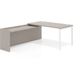 Mesa de despacho en L Kube fondo 80cm con ala WorkPlus estructura blanco