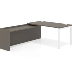 Mesa de despacho en L Kube fondo 80cm con ala WorkPlus estructura blanco
