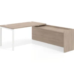 Mesa de despacho en L Kube fondo 80cm con ala WorkPlus estructura blanco