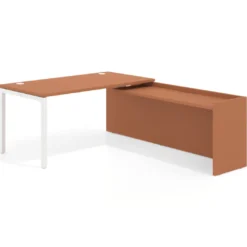 Mesa de despacho en L Kube fondo 80cm con ala WorkPlus estructura blanco