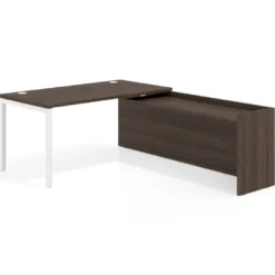 Mesa de despacho en L Kube fondo 80cm con ala WorkPlus estructura blanco