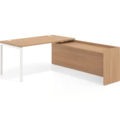 Mesa de despacho en L Kube fondo 80cm con ala WorkPlus estructura blanco