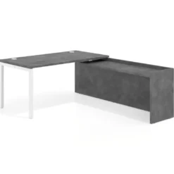 Mesa de despacho en L Kube fondo 80cm con ala WorkPlus estructura blanco