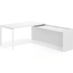 Mesa de despacho en L Kube fondo 80cm con ala WorkPlus estructura blanco
