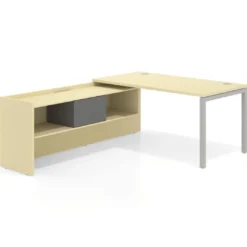 Mesa de despacho en L Kube fondo 80cm con ala+cajones WorkPlus estructura aluminio