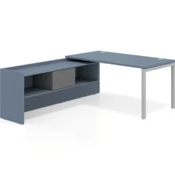 Mesa de despacho en L Kube fondo 80cm con ala+cajones WorkPlus estructura aluminio