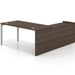 Mesa de despacho en L Kube fondo 80cm con ala+cajones WorkPlus estructura aluminio