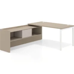 Mesa de despacho en L Kube fondo 80cm con ala+cajones WorkPlus estructura blanco