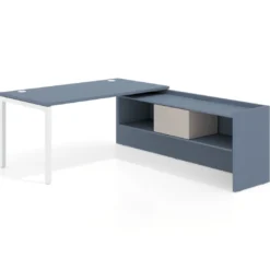 Mesa de despacho en L Kube fondo 80cm con ala+cajones WorkPlus estructura blanco
