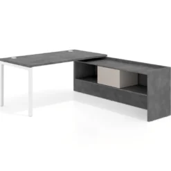Mesa de despacho en L Kube fondo 80cm con ala+cajones WorkPlus estructura blanco