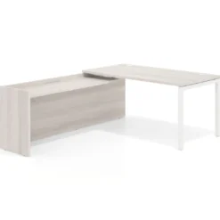 Mesa de despacho en L Kube fondo 80cm con ala WorkPlus estructura blanco